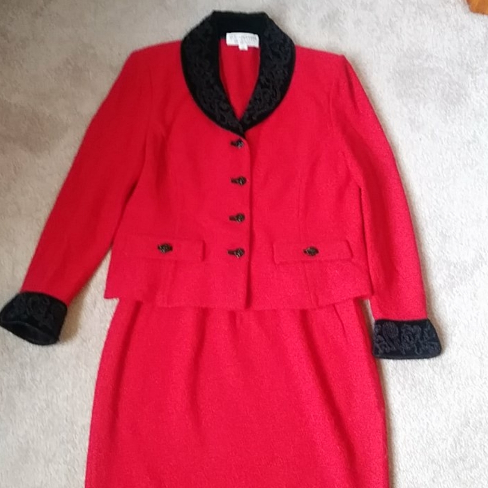 St. John Collection Red and Black Suit